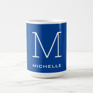 Monogram inledande Namn-djupblå, unik, minimalisti Kaffemugg