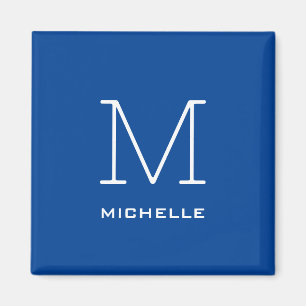 Monogram inledande Namn-djupblå, unik, minimalisti Magnet
