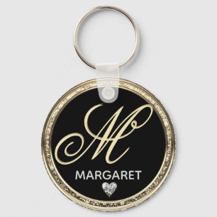 Monogram inledande nyckelkedja i Namn Nyckelring