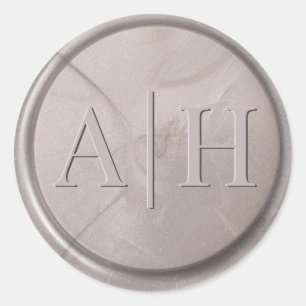 Monogram Inledande Pearl Grått Vax Förseglingsetik Runt Klistermärke