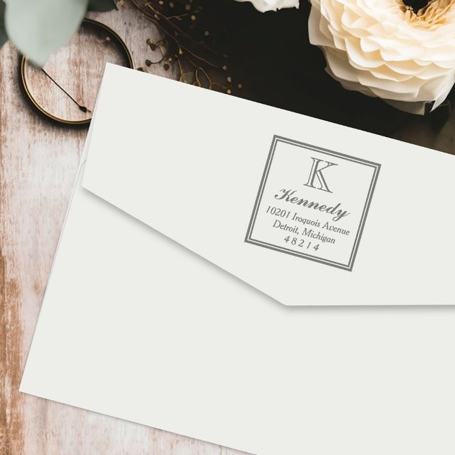 Monogram, inledande Returadress med kvadratisk kva Självfärgande Stämpel (Skapare uppladdad)