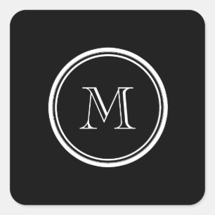 Monogram inledande svart, hög Färgad Fyrkantigt Klistermärke