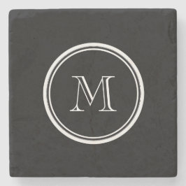 Monogram inledande svart, hög Färgad Underlägg Sten