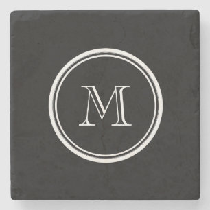 Monogram inledande svart, hög Färgad Underlägg Sten