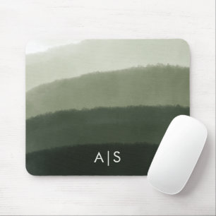 Monogram inledande vattenfärgsjungle Grönt Ombre Musmatta