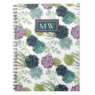 Monogram Insamling av växthälsa Succulated Pa Anteckningsbok