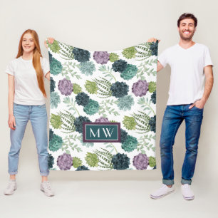 Monogram Insamling av växthälsa Succulated Pa Fleecefilt