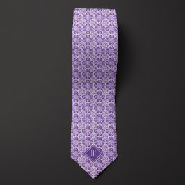 Monogram inspirerad av plommonLila Blommigt Slips