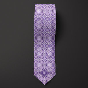 Monogram inspirerad av plommonLila Blommigt Slips