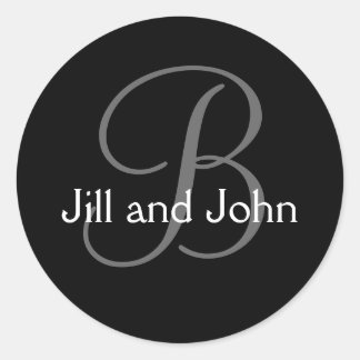 Monogram Intial Bröllop Bride Groom Namn Sticker Runt Klistermärke