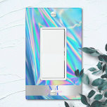 Monogram Iridescent Holo Rainbow   Metallic Silver<br><div class="desc">Den här väggplattan i ansikte har en holografisk tonfärgstryck för metallisk regnbåge faux holografisk abstrakt struktur, och är komplett med ett band av metallisk faux-folie och ett redo för att du ska kunna lägga till dina detaljer i en fästning. Lägg till ditt namn på den här ljusswitchtäckningen för ansikte med...</div>