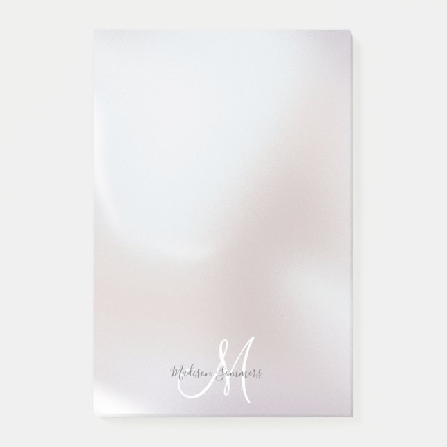 Monogram Iridescent Pearl Shimmer Post IT Post-it Block (Framsida)