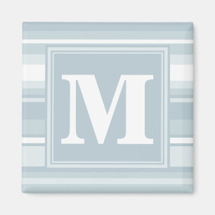 Monogram isblåa ränder magnet