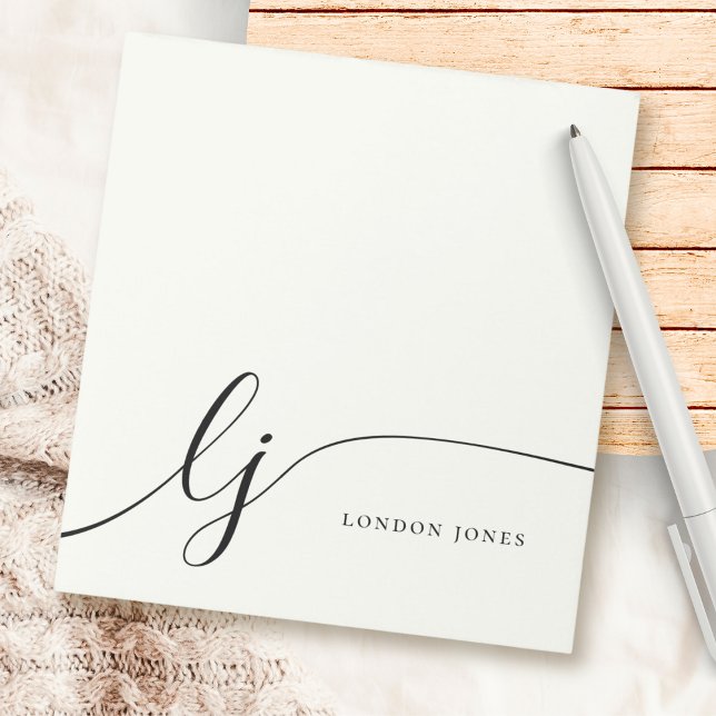 Monogram ivorianskt vitt, modernt, minimalistiskt  anteckningsblock (Skapare uppladdad)