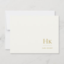 Monogram Ivory Guld Enkel Monogrammerad Notekort