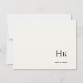 Monogram Ivory Simple Monogrammed Social Notecard Anteckningskort
