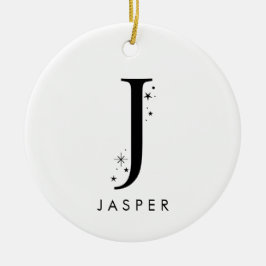 Monogram J Celestial Namn Julgransprydnad Keramik