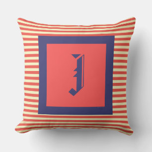 Monogram J Family Crest - första utomhusfyllning Kudde