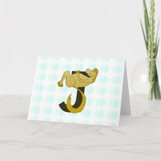 Monogram J Flexible Pony Personlig Anteckningskort (Framsida)