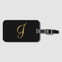 Monogram J., guld färgad initial J på svart