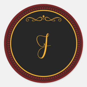 Monogram "J" guld-färgad-skript Runt Klistermärke