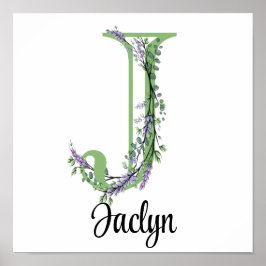 Monogram J Lavendel Eukalyptus barnrum Poster