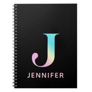 Monogram J Rainbow Black Anteckningsbok