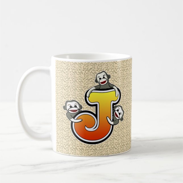 Monogram J Sock monkey Mugg (Vänster)