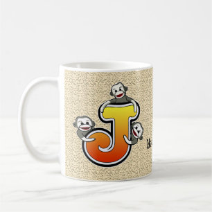 Monogram J Sock monkey Mugg