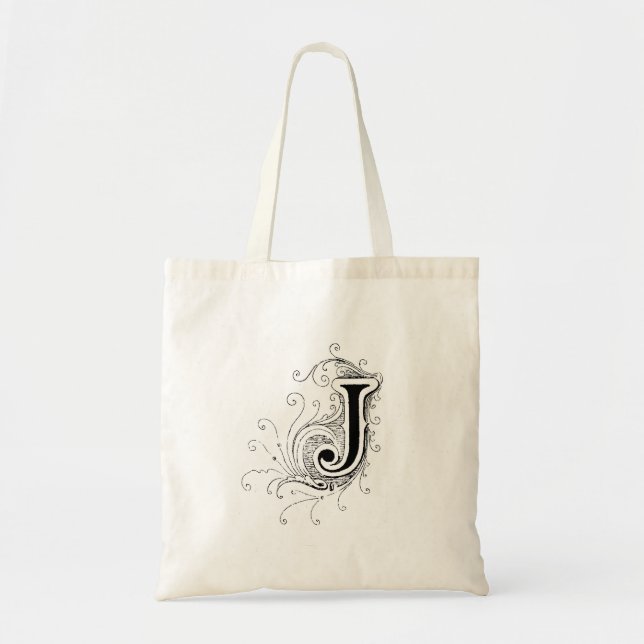 Monogram "J" Tote Bag Tygkasse (Framsidan)
