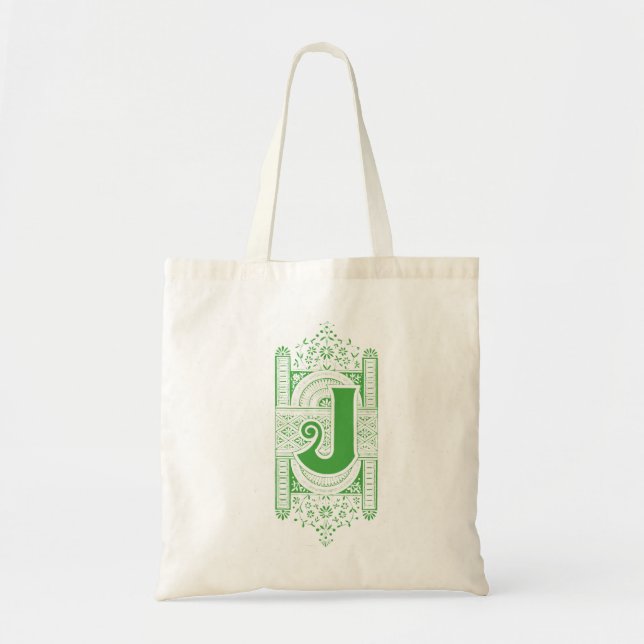 Monogram "J" Tote Bag Tygkasse (Framsidan)