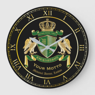 Monogram Jackar Arm Grönt Guld Eagle Emblem Stor Klocka