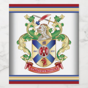 Monogram Jackar Arm Knight Shield Dragon Vinflaska Etikett