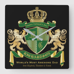 Monogram Jackar Guld Arm Lejonare Krona Emblem fr Fyrkantig Klocka