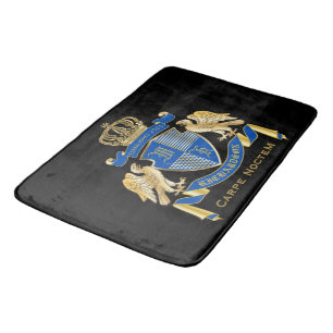 Monogram Jackar Krona Emblem av Arm Blue Guld Eagl Badrumsmatta