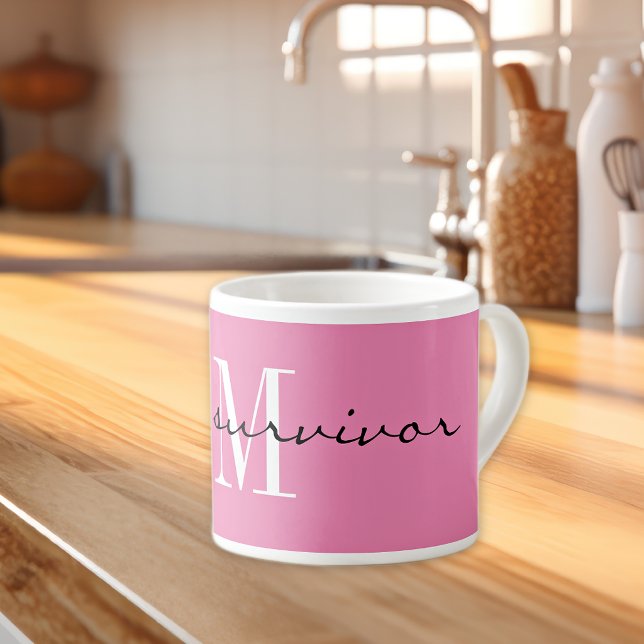 Monogram, jag är en överlevare, 6oz Rosa Special Espressomugg (Skapare uppladdad)