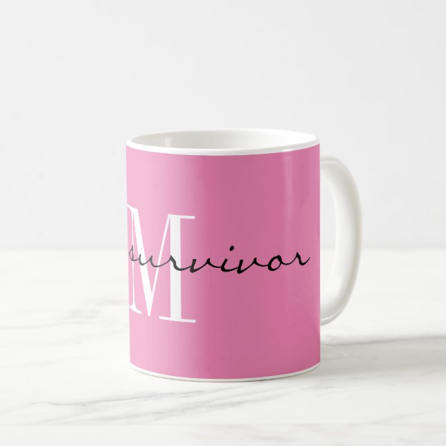 Monogram, jag är överlevande, Rosa 11oz Classic Kaffemugg (Framsida höger)