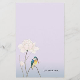 Monogram Japansk Vintage Kingfisher Stationery Brevpapper