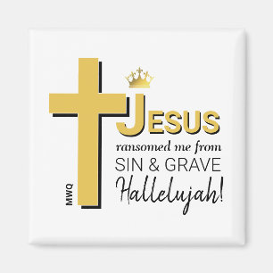 Monogram JESUS RANSOMED ME Christian Påsk Magnet