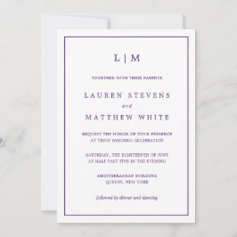 Monogram Jewel Toned Lila Allt-i-ett Bröllop Inbjudningar