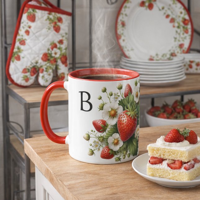 Monogram Jordgubb Fruit Combo-Mugg Mugg (“Fresh strawberries, warm coffee, and cozy kitchen vibes  a sweet gift idea for every berry lover.”)