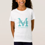 Monogram jr junior bridesmaid till skjorta för fli tröja<br><div class="desc">Personlig monogram jr. Undre bridesmaid t shirts | Turkos-blått och vitt färg. Monogrammade element med eget namn i elegantens skripttext. Anpassa för brud,  brudgumm,  blomma flicka,  maid of honor,  hedersbetygelse,  budens mamma etc. Tur för bröllopsfest,  möhippa och bachelorettfest.</div>