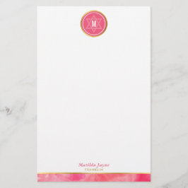 MONOGRAM judisk stjärna fet block korall rosa guld Brevpapper