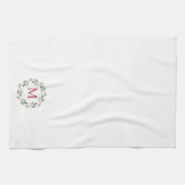 Monogram jul-andekrans Holly Berries Helgdag Kökshandduk