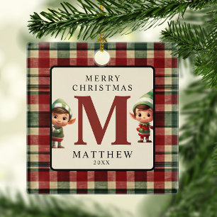 Monogram jul Elf Photo Träd Julgransprydnad Keramik