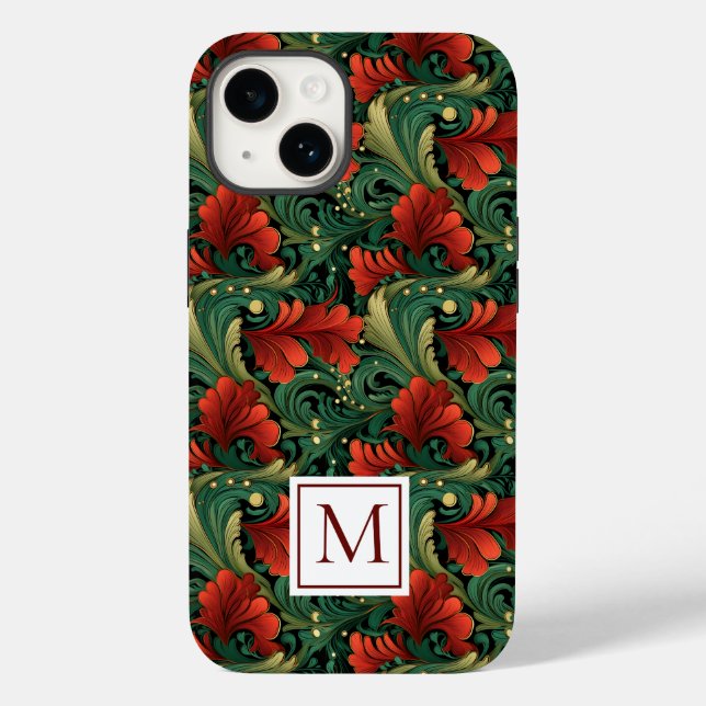 Monogram jul - Grönt Red Art Noveau (Baksida)