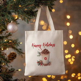 Monogram jul Helgdag Kaffe Mingle Tote Bag Tygkasse