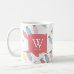 Monogram jul Helgdag Ljus Mönster Koffe M Kaffemugg