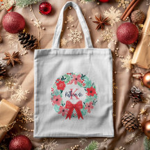 Monogram jul Helgdag Red Rosa Blommigt Utandning