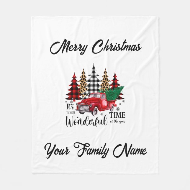 Monogram jul Little Red Lastbil Fleecefilt (Framsidan)